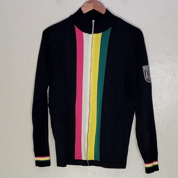 Woolistic Black Multicolor Stripe Sweater - Picture 1 of 6
